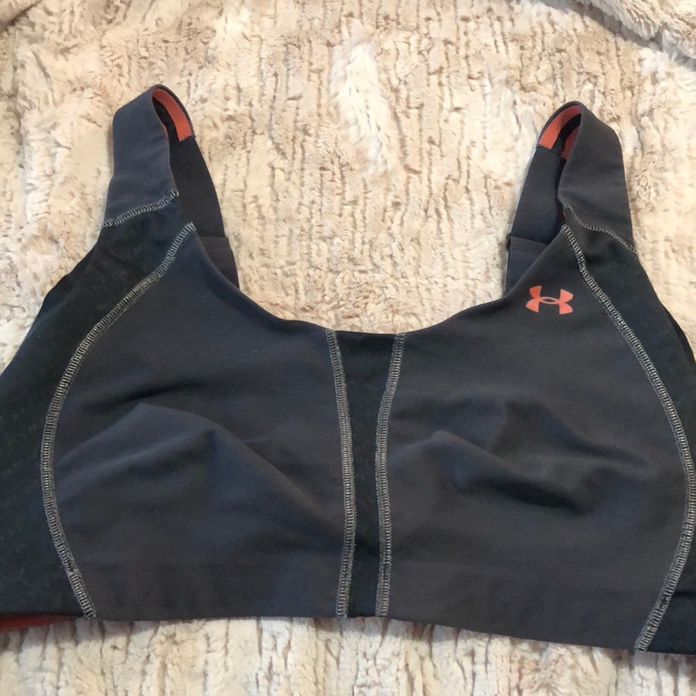 Under Armour Black Sports Bra with Coral Logo